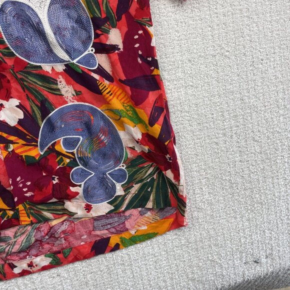 Urban Renewal Remnants Upcycled Panel Embroidery Cabana Shirt Floral AOP Sz S - Picture 5 of 16